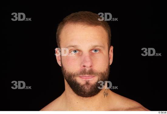 Head Man White Muscular Bearded Studio photo references