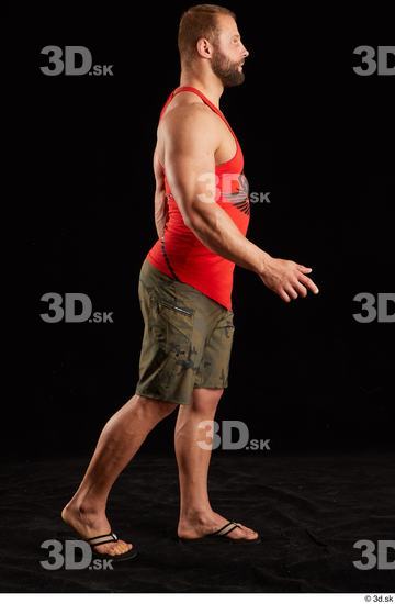 Whole Body Man White Shorts Muscular Walking Top Studio photo references