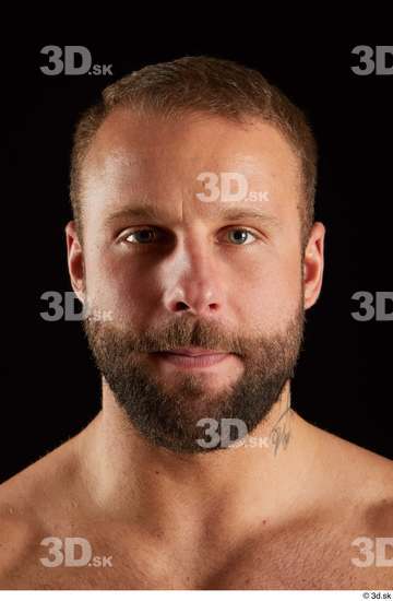 Head Man White Muscular Bearded Studio photo references