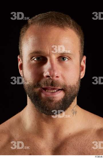 Head Man White Muscular Bearded Studio photo references