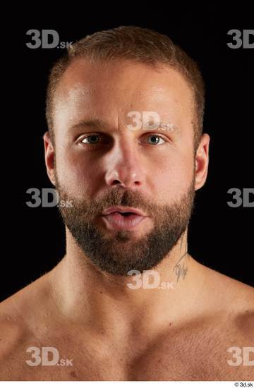 Head Man White Muscular Bearded Studio photo references