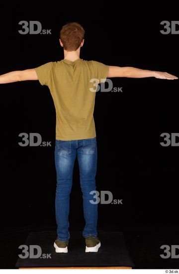 Whole Body Man T poses White Casual Shirt Jeans Slim Standing Studio photo references