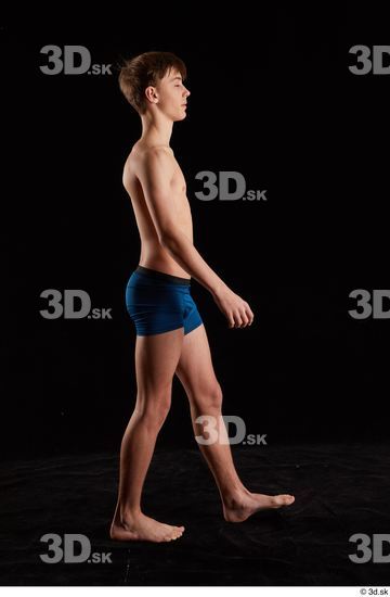 Whole Body Man White Underwear Slim Walking Studio photo references