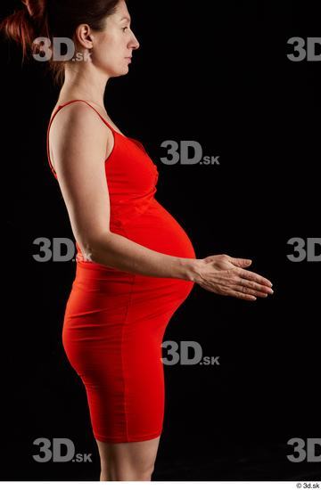 Arm Woman White Dress Pregnant Studio photo references