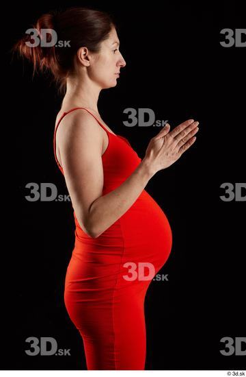 Arm Woman White Dress Pregnant Studio photo references