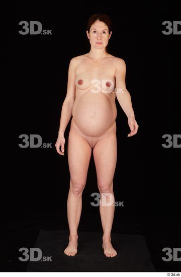 Whole Body Woman White Nude Pregnant Standing Studio photo references