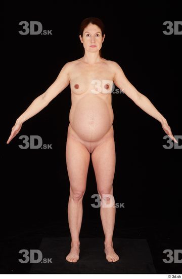 Whole Body Woman White Nude Pregnant Standing Studio photo references