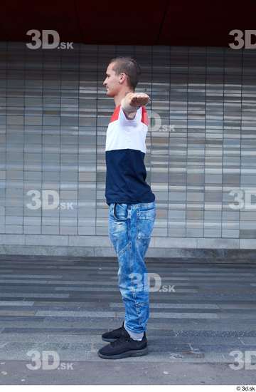 Whole Body Man T poses White Casual Slim Standing Street photo references