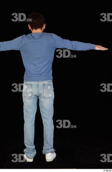 Whole Body Man T poses White Sweatshirt Jeans Slim Standing Studio photo references