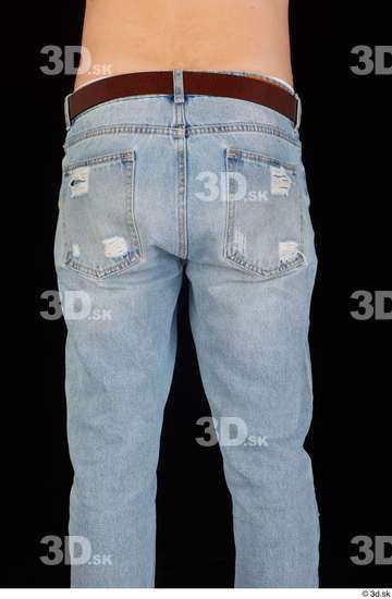 Thigh Hips Man White Jeans Belt Slim Studio photo references