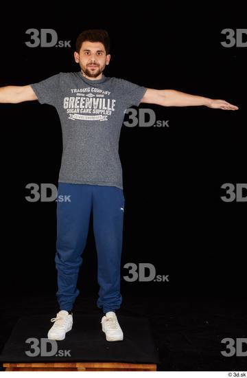 Whole Body Man T poses White Shirt T shirt Pants Slim Studio photo references