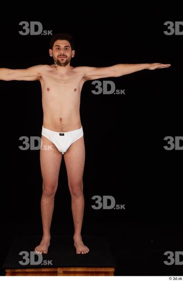 Whole Body Man T poses White Underwear Slim Standing Studio photo references