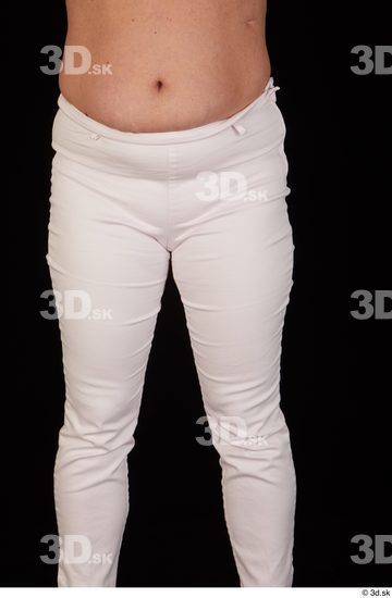 Hips Woman White Pants Chubby Studio photo references