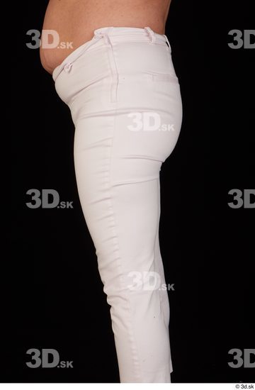 Hips Woman White Pants Chubby Studio photo references