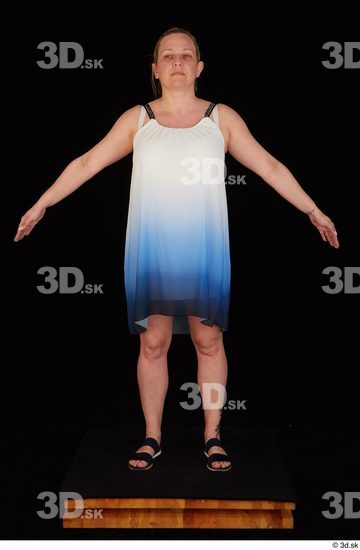 Whole Body Woman White Dress Chubby Standing Studio photo references