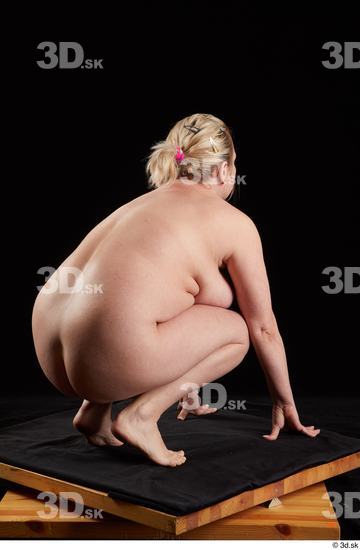 Whole Body Woman White Nude Chubby Kneeling Studio photo references