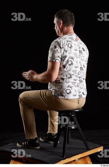 Whole Body Man White Shirt Trousers Chubby Sitting Studio photo references