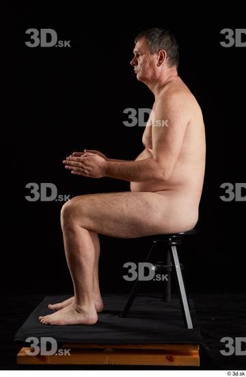 Whole Body Man White Nude Chubby Sitting Studio photo references