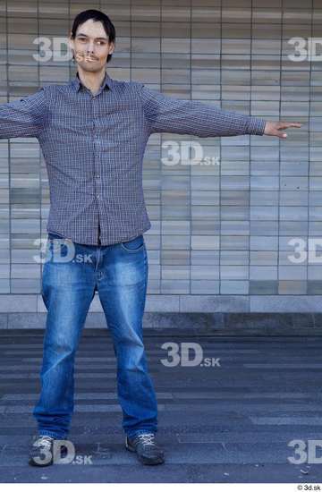 Whole Body Man T poses White Casual Slim Standing Street photo references