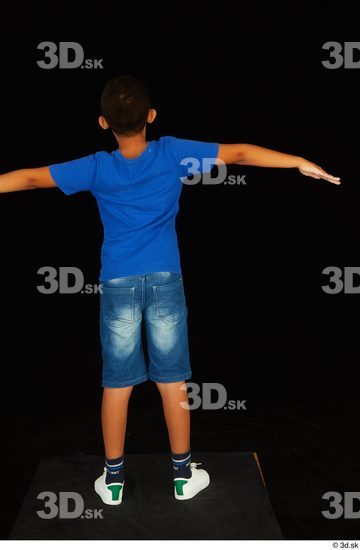 Whole Body Man T poses White Shirt Jeans Shorts Slim Standing Studio photo references