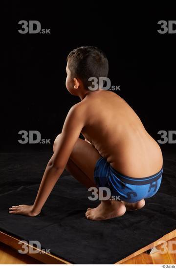 Whole Body Man Underwear Slim Kneeling Studio photo references