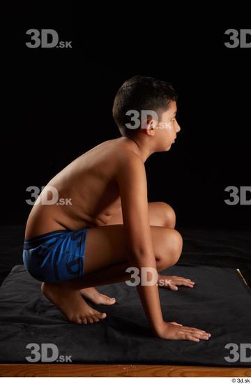 Whole Body Man Underwear Slim Kneeling Studio photo references