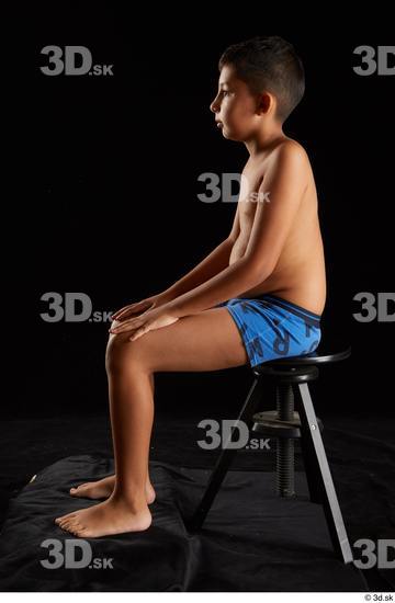 Whole Body Man Underwear Slim Sitting Studio photo references