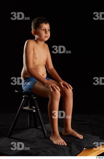 Whole Body Man Underwear Slim Sitting Studio photo references