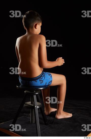 Whole Body Man Underwear Slim Sitting Studio photo references