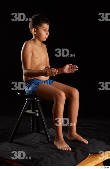 Whole Body Man Underwear Slim Sitting Studio photo references