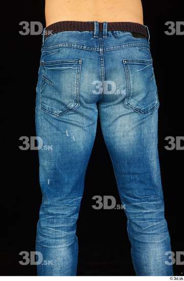 Thigh Man White Jeans Belt Slim Studio photo references