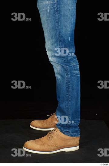 Calf Man White Shoes Jeans Slim Studio photo references