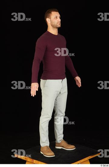 Whole Body Man White Shoes Sweatshirt Trousers Slim Standing Studio photo references