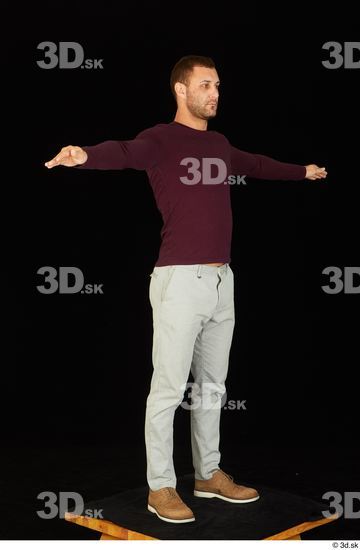 Whole Body Man T poses White Shoes Sweatshirt Trousers Slim Standing Studio photo references