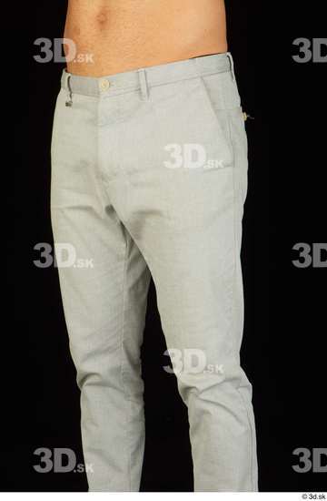 Thigh Man White Trousers Slim Studio photo references