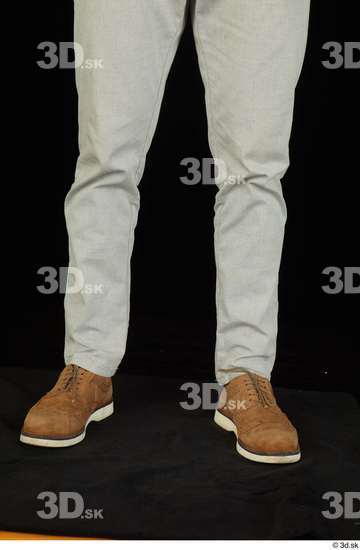 Calf Man White Shoes Trousers Slim Studio photo references