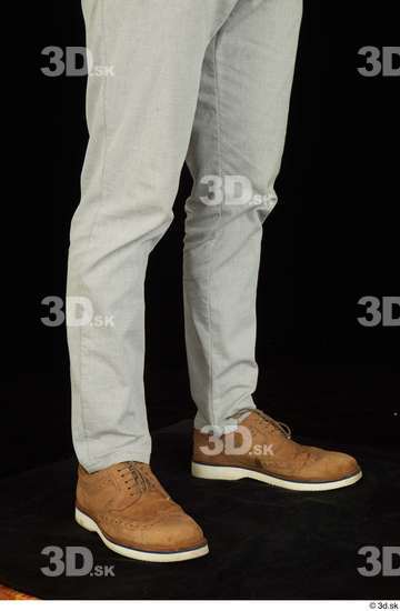 Calf Man White Shoes Trousers Slim Studio photo references