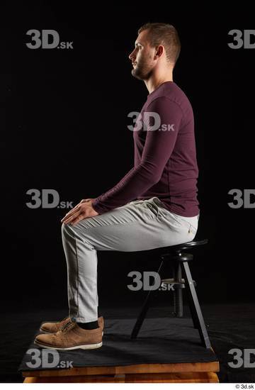 Whole Body Man White Shoes Sweatshirt Trousers Slim Sitting Studio photo references