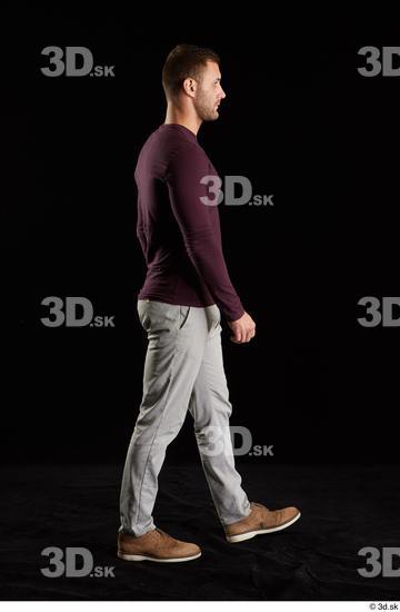 Whole Body Man White Shoes Sweatshirt Trousers Slim Walking Studio photo references