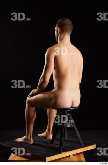 Whole Body Man White Nude Slim Sitting Studio photo references