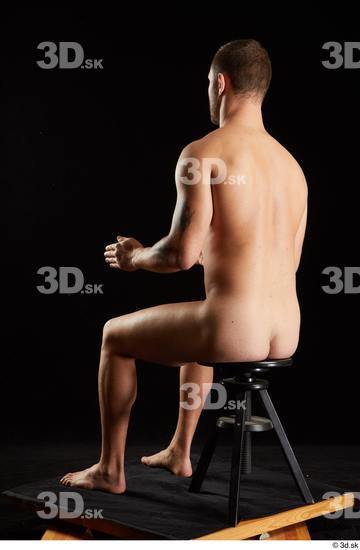 Whole Body Man White Nude Slim Sitting Studio photo references