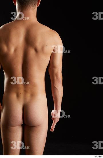 Arm Back Man White Nude Slim Studio photo references