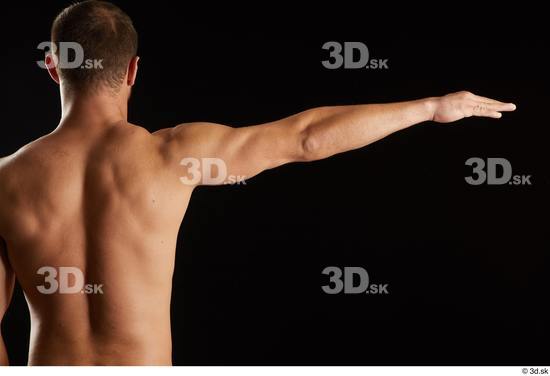 Arm Back Man White Nude Slim Studio photo references