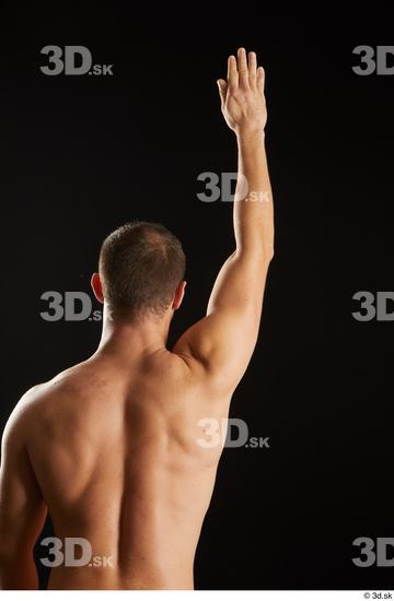 Arm Back Man White Nude Slim Studio photo references