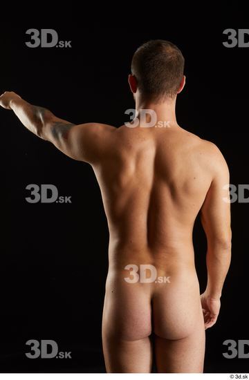 Arm Back Man White Nude Slim Studio photo references