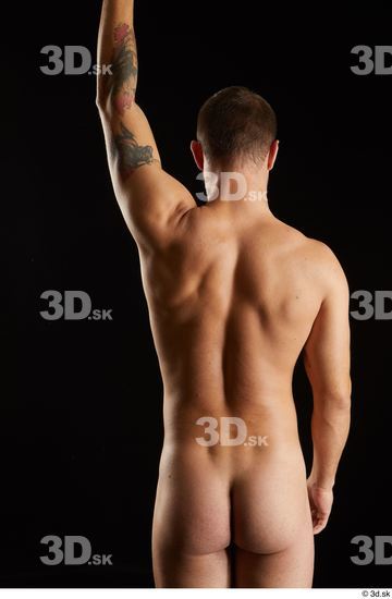 Arm Back Man White Nude Slim Studio photo references