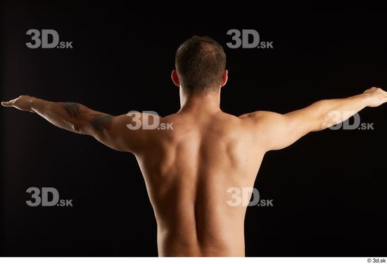 Arm Back Man White Nude Slim Studio photo references