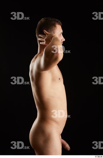Upper Body Man White Nude Slim Studio photo references