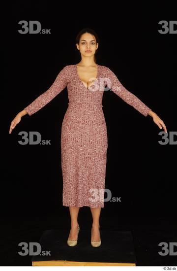 Whole Body Woman White Dress Average Standing Studio photo references