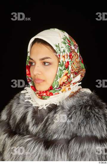 Head Woman White Average Scarf Studio photo references